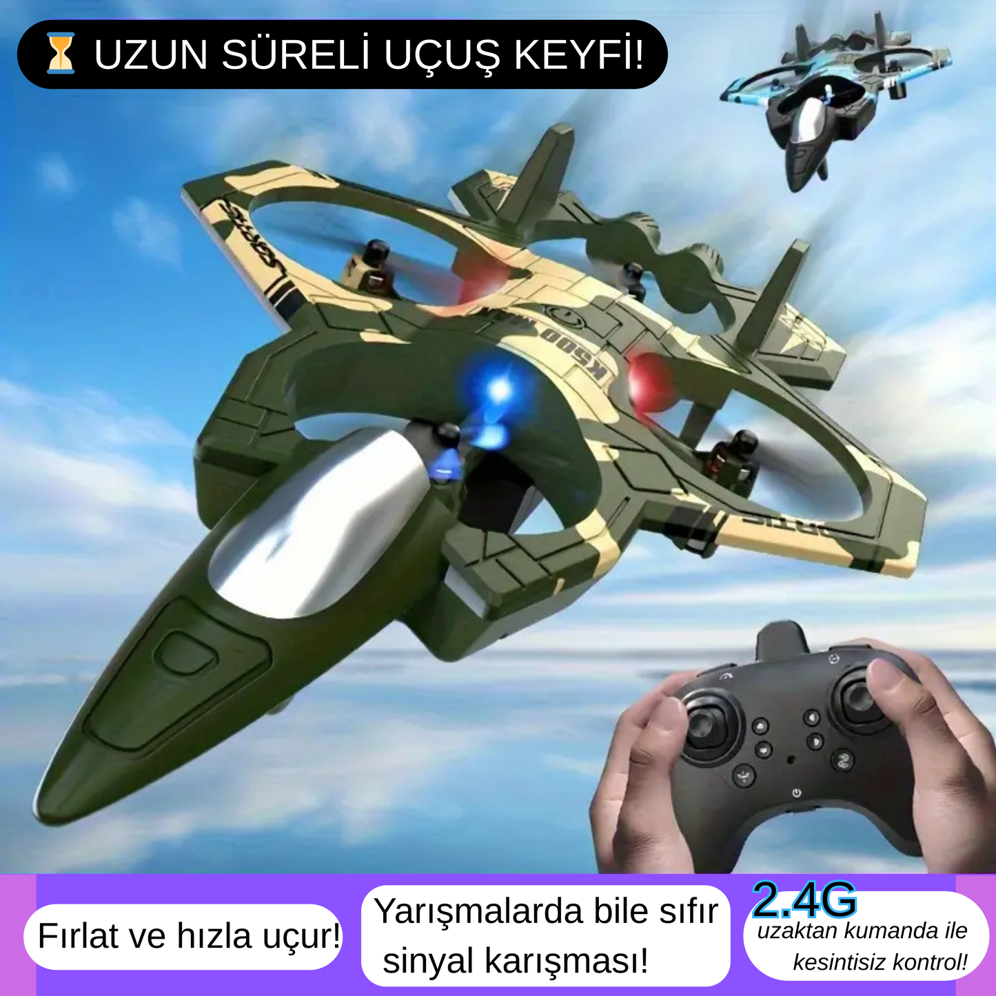 K500max Uzaktan Kumandalı Uçak Warcraft Dört Kanal Askıya Dört Eksenli Model Uçak Sabit Yüksek Yuvarlanan Dublör Lamba Işığı