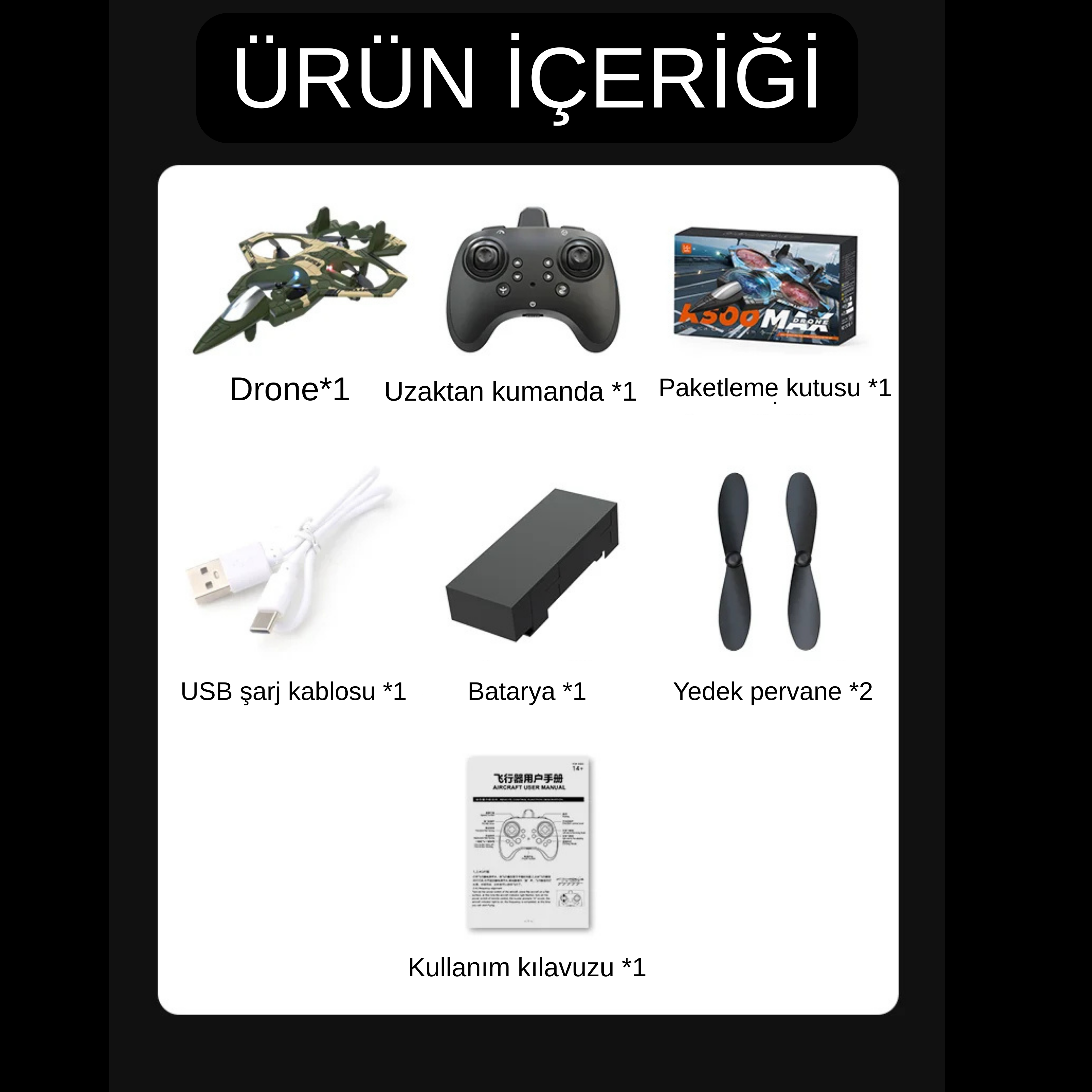 K500max Uzaktan Kumandalı Uçak Warcraft Dört Kanal Askıya Dört Eksenli Model Uçak Sabit Yüksek Yuvarlanan Dublör Lamba Işığı