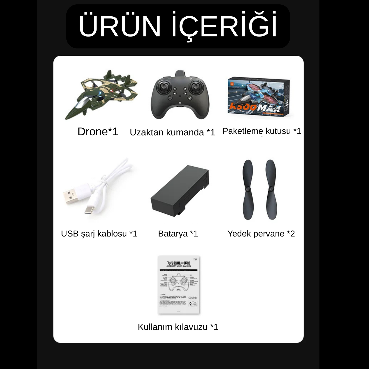 K500max Uzaktan Kumandalı Uçak Warcraft Dört Kanal Askıya Dört Eksenli Model Uçak Sabit Yüksek Yuvarlanan Dublör Lamba Işığı
