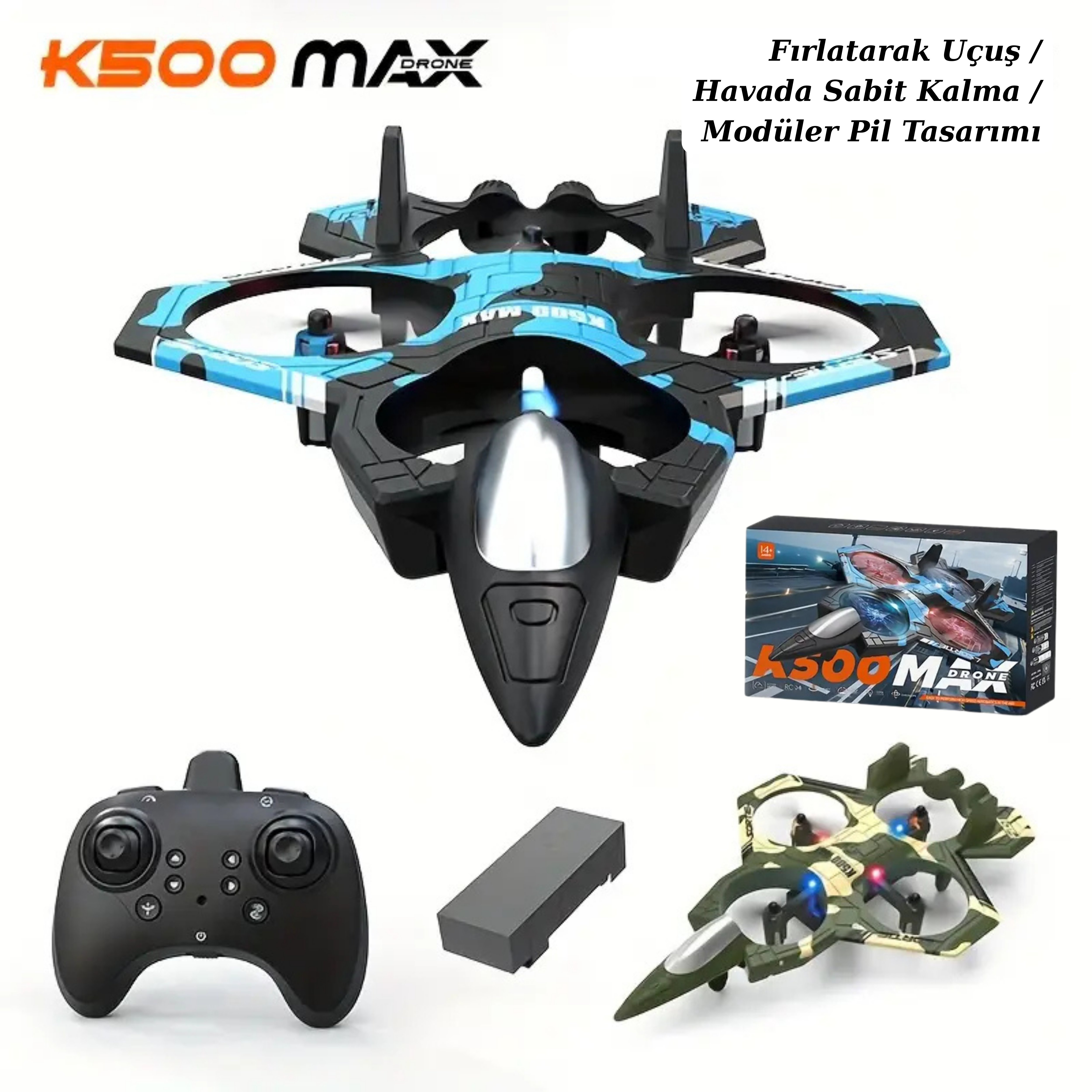 K500max Uzaktan Kumandalı Uçak Warcraft Dört Kanal Askıya Dört Eksenli Model Uçak Sabit Yüksek Yuvarlanan Dublör Lamba Işığı