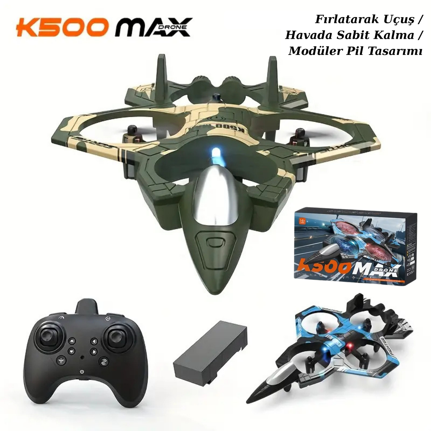 K500max Uzaktan Kumandalı Uçak Warcraft Dört Kanal Askıya Dört Eksenli Model Uçak Sabit Yüksek Yuvarlanan Dublör Lamba Işığı