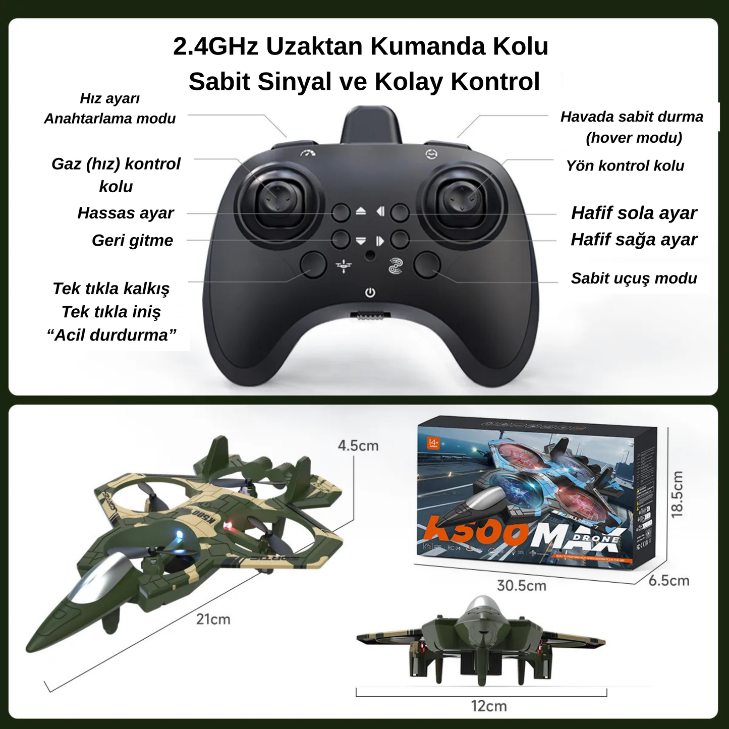 K500max Uzaktan Kumandalı Uçak Warcraft Dört Kanal Askıya Dört Eksenli Model Uçak Sabit Yüksek Yuvarlanan Dublör Lamba Işığı